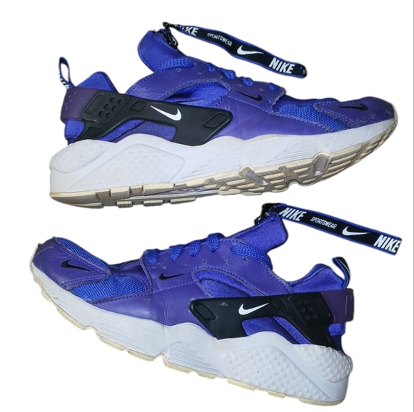 AIR HUARACHE RUN PREMIUM ZIP TRAINERS PURPLE AND BLUE SNEAKERS SIZE 7.5 - Picture 1 of 12